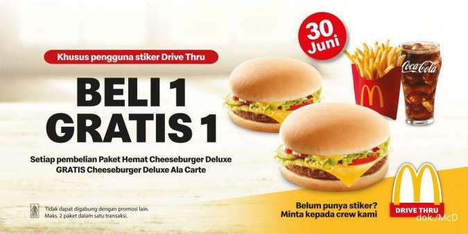 Cuma 1 Hari! Promo McD 30 Juni 2022, Beli 1 Gratis 1 Menu Ini Pakai Stiker Drive Thru