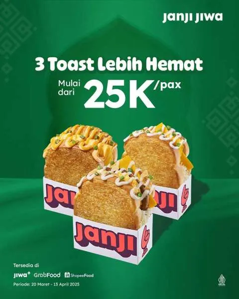 Promo Janji Jiwa 3 Toast Lebih Hemat