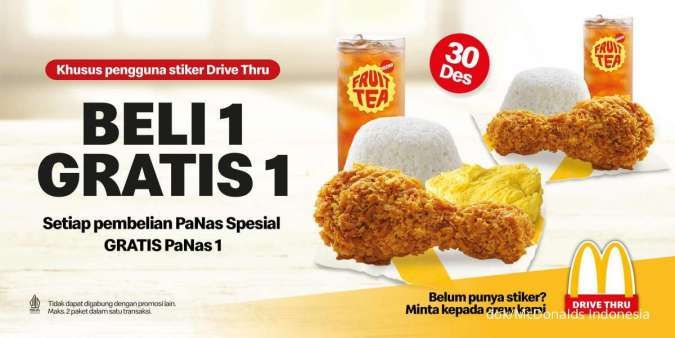 Promo McD Akhir Tahun 30 Desember 2022, Beli 1 Gratis 1 PaNas Spesial via Drive Thru