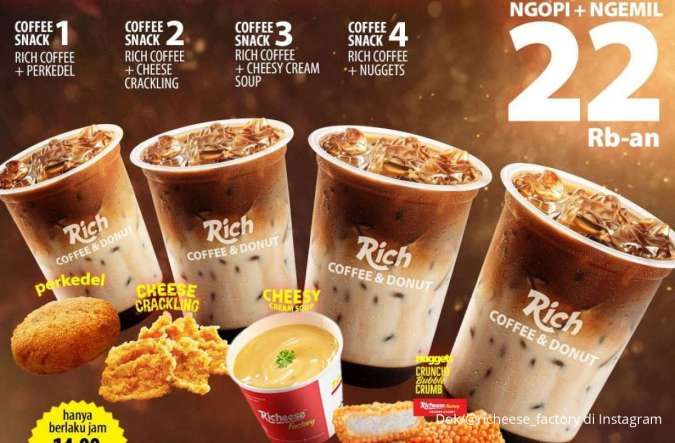 Promo Richeese Factory Desember 2024, Ngopi dan Ngemil Cuma Rp 22.000-an Saja