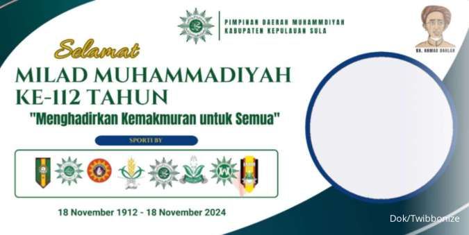 Kumpulan Twibbon Milad Muhammadiyah 2024 untuk Peringatan 18 November 