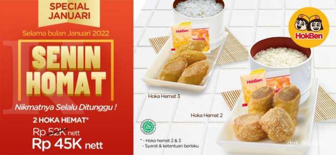 Promo Hokben 17 Januari 2022, Beli 2 Paket Senin Homat Hanya Rp 45.000