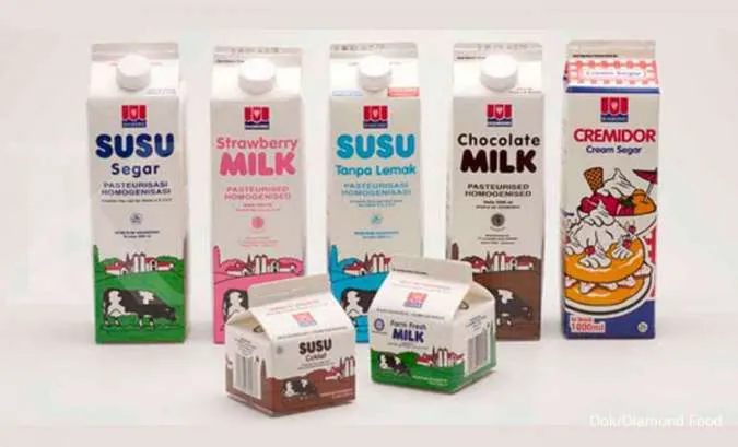 Susu segar kemasan produksi PT Diamond Food Indonesia Tbk 