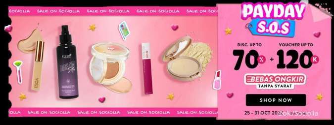 Promo Gajian Sociolla 25-31 Oktober 2022, Diskon 70% untuk Aneka Produk Makeup
