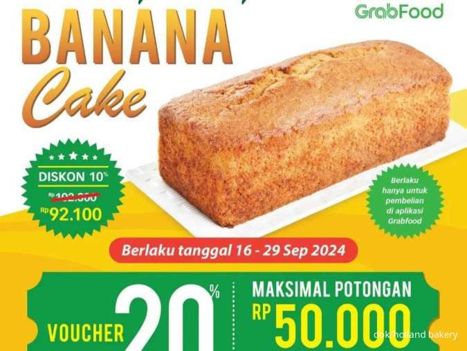 Promo Holland Bakery 16-29 September 2024, Voucher GrabFood Diskon 20% Banana Cake