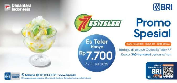 Promo Es Teler 77 dengan BRI 7-11 Juli 2025, Es Teler Cuma Rp 7.700 di Seluruh Outlet