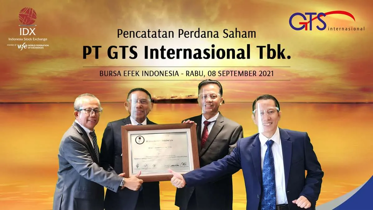 Melantai di bursa, saham GTS Internasional (GTSI) turun 7% ke Rp 93 per saham