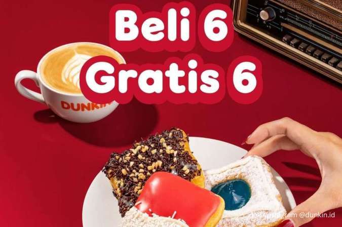 Promo Dunkin via GrabFood 25-31 Agustus, Beli 6 Gratis 6 Donut Bayar Rp 81.000-an