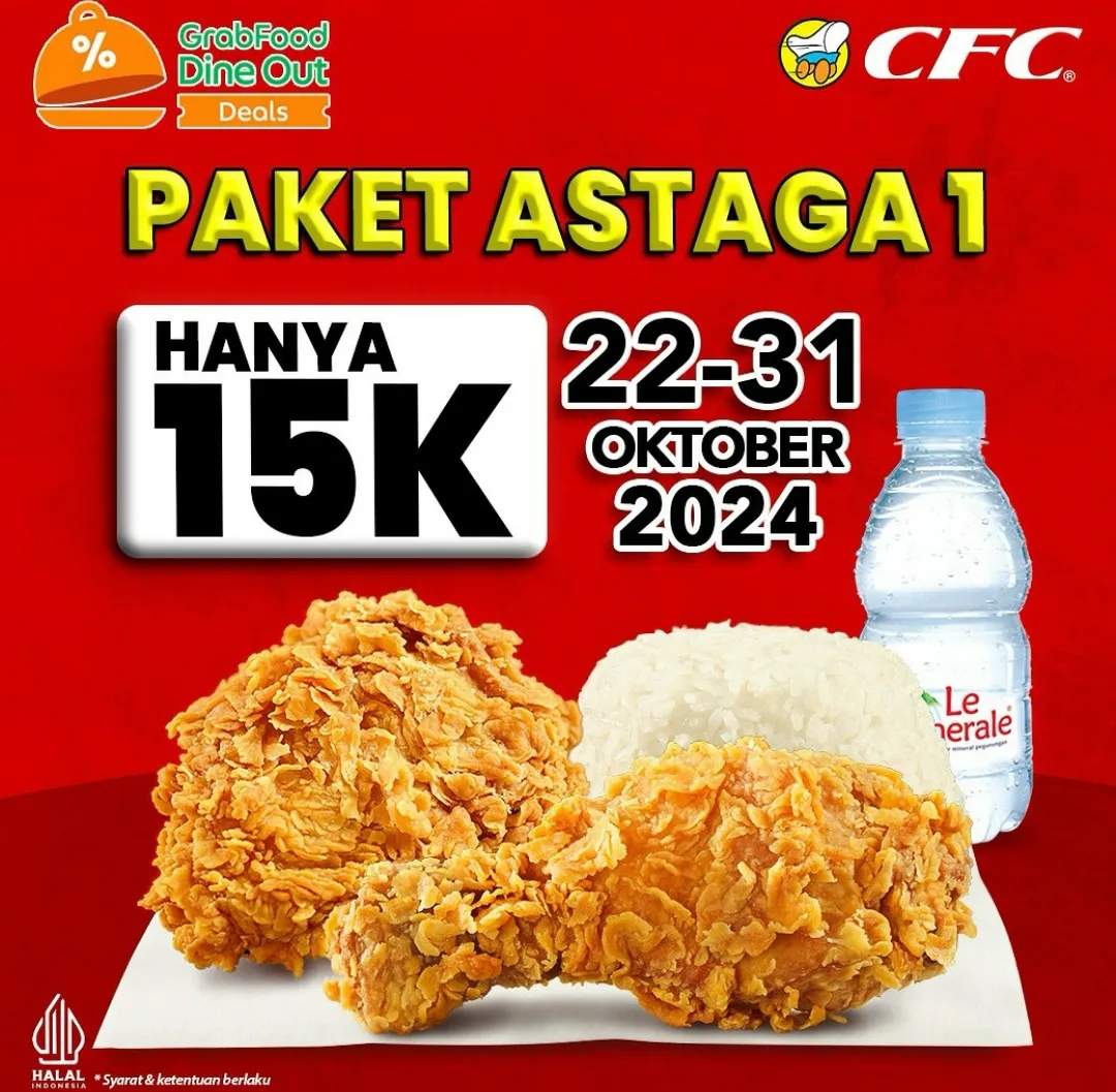 Promo CFC x GrabFood Dine Out 22-31 Oktober 2024, Paket Astaga 1 Rp 15.000