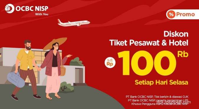Promo Kredit OCBC Setiap Selasa, Diskon Tiket Pesawat & Hotel PegiPegi s.d Rp 100.000