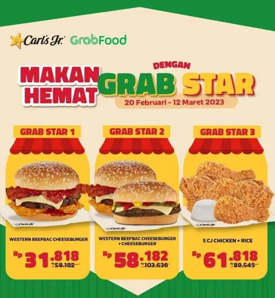 Promo Carls Jr Maret 2023, Makan Hemat Grab Star hingga Beli 1 Gratis 1 Burger