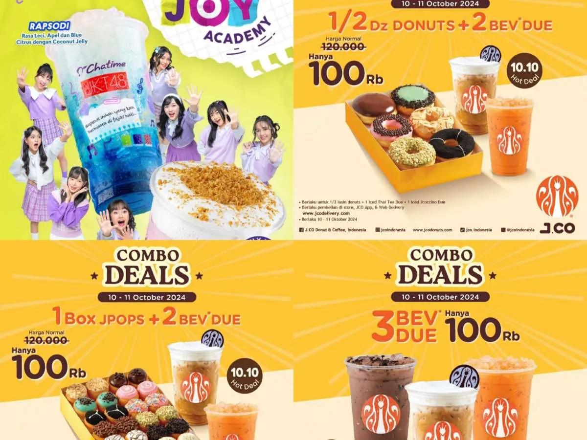 Promo 10.10 JCO dan Chatime 10-13 Oktober 2024, Serba Diskon Donut-Minuman Baru