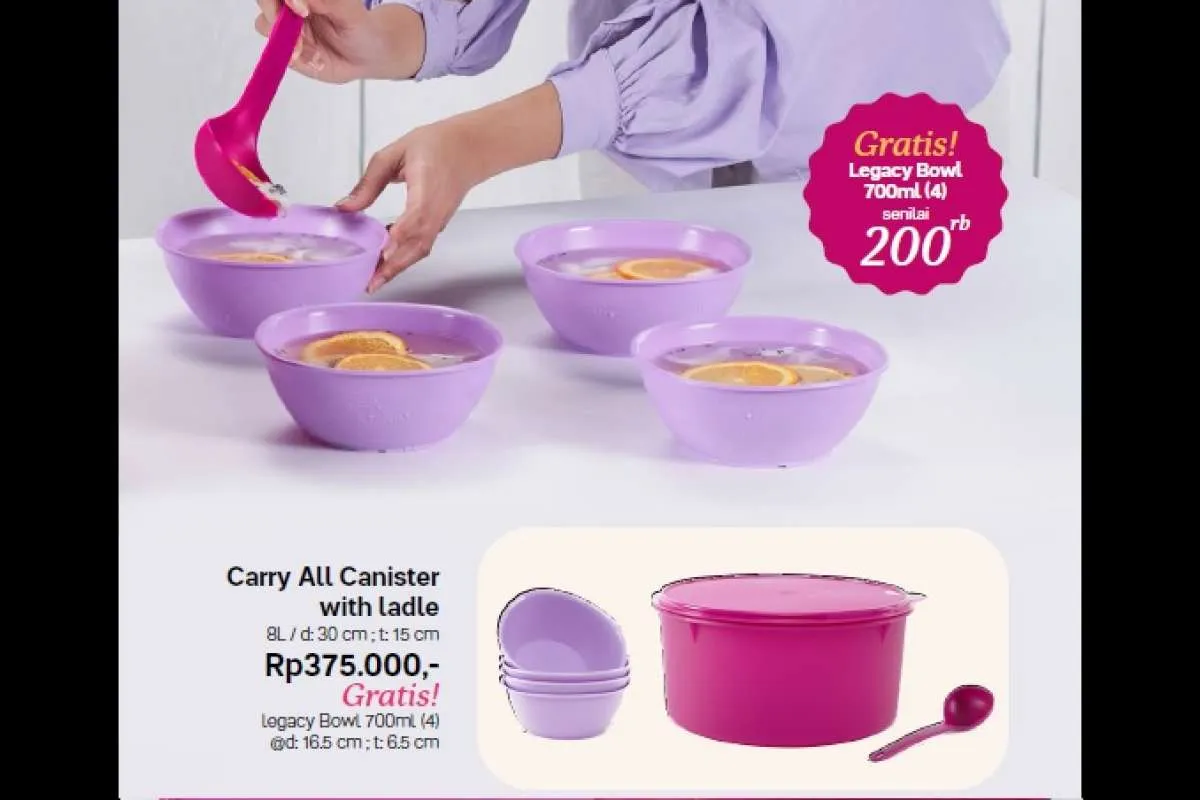 Promo Tupperware September 2023 Hemat, Bisa Dapat Tumbler, Bowl, Canister Gratis