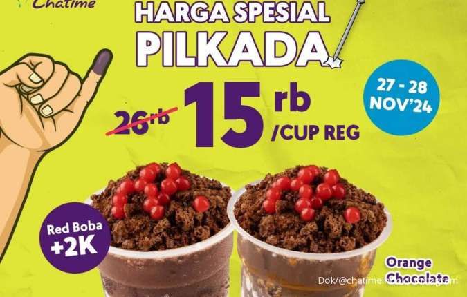 Promo Pilkada 2024 di Kopi Kenangan dan Chatime, Harga Lebih Hemat Berakhir Hari Ini