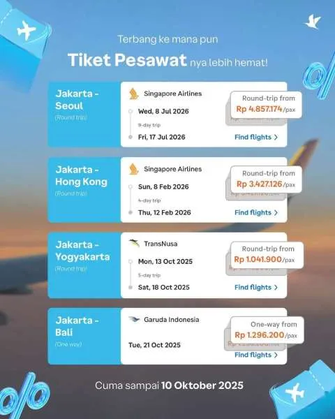 Promo 10.10 Traveloka Oktober 2025 Tiket Pesawat Hemat