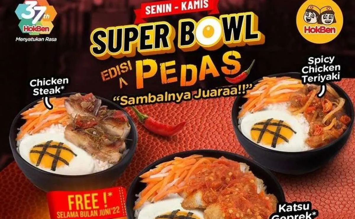 Promo HokBen Kamis 9 Juni 2022, Super Bowl Pedas Harga Hemat Hanya Rp 30.000 Saja