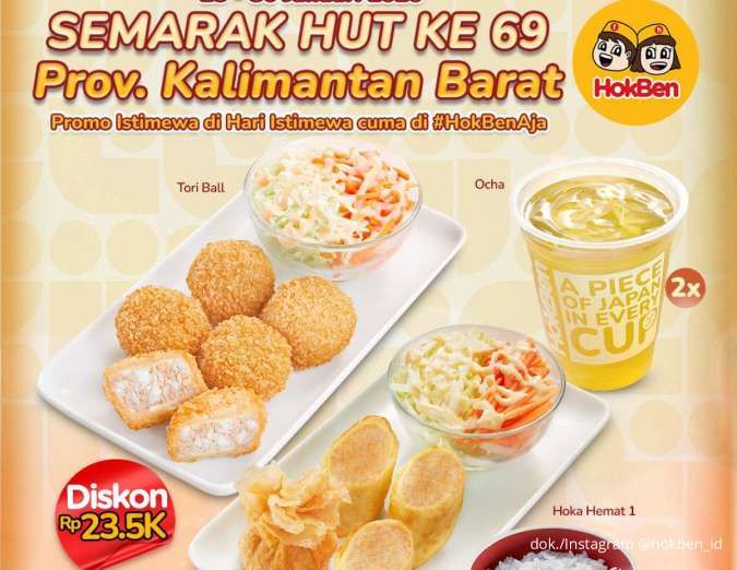 Promo HUT Kalimantan Barat ke-69, HokBen Traktir Makan Berdua Super Hemat Cuma 3 Hari
