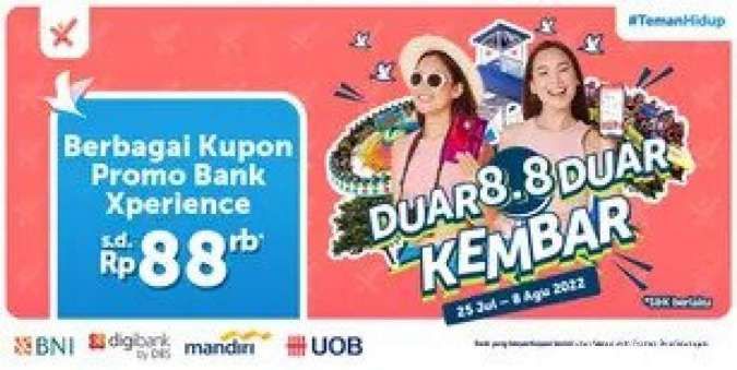 Dapatkan Kode Kupon Bank Promo Traveloka 8.8, Nikmati Diskon Xperience s.d Rp 88.000