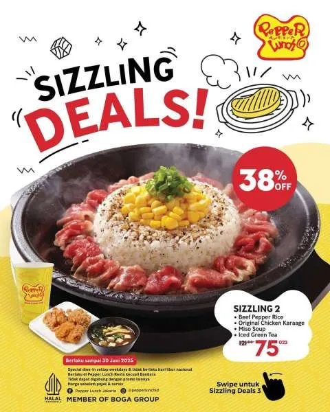 Promo Pepper Lunch Sizzling Deals Diskon 38%