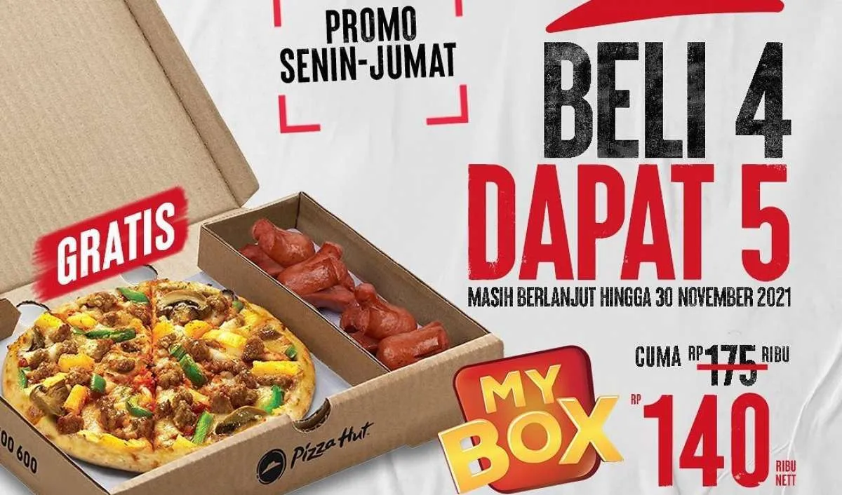 Promo Pizza Hut terbaru sampai 30 November 2021, my box harga spesial beli 4 dapat 5