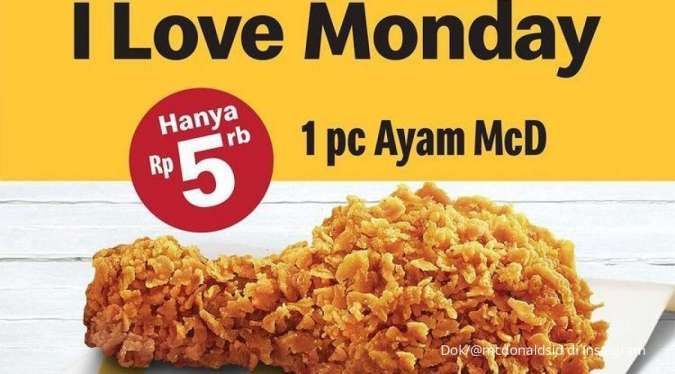 Promo McD Terbaru 3 Januari 2022, Dapatkan 1 Ayam Krispy Hanya Rp 5.000 di Hari Senin