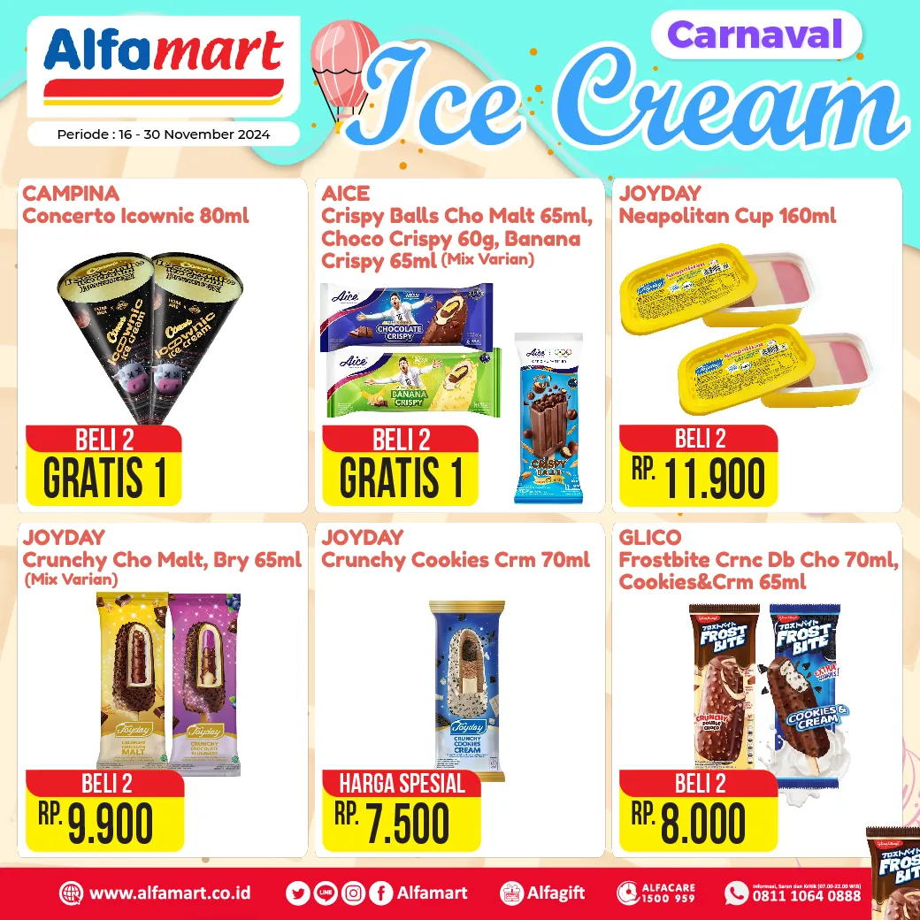 Promo Alfamart Carnaval Ice Cream Periode 16-30 November 2024