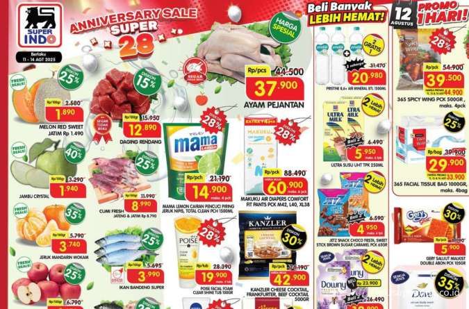 Promo Superindo Weekday 11-14 Agustus 2025, Downy & Ultra Milk 2 Lebih Hemat