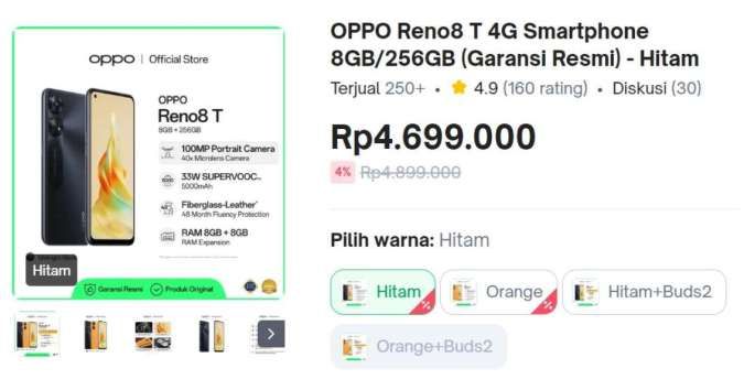 Harga HP OPPO Reno8 T