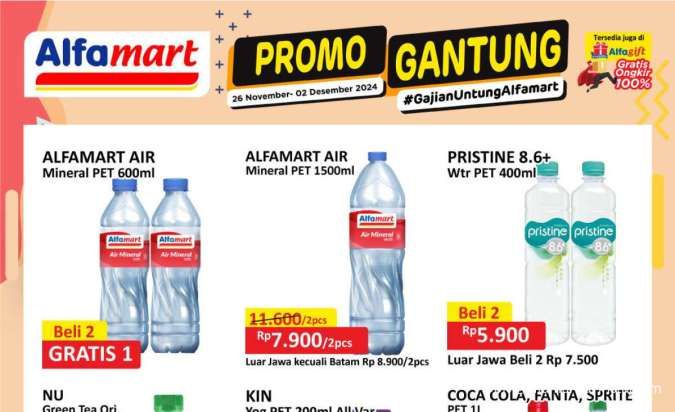 Promo JSM Alfamart Gantung November 2024, Pristine & NU Green Tea Beli 2 Rp 5.900