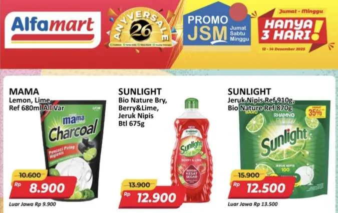 Katalog Promo JSM Alfamart Periode 12-14 Desember 2025, Sunlight-Daia Harga Ekonomis