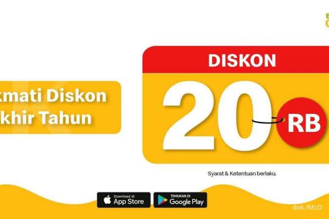 Diskon Akhir Tahun! Promo McD 24-31 Desember 2021, Diskon 20% via Aplikasi McDonald’s