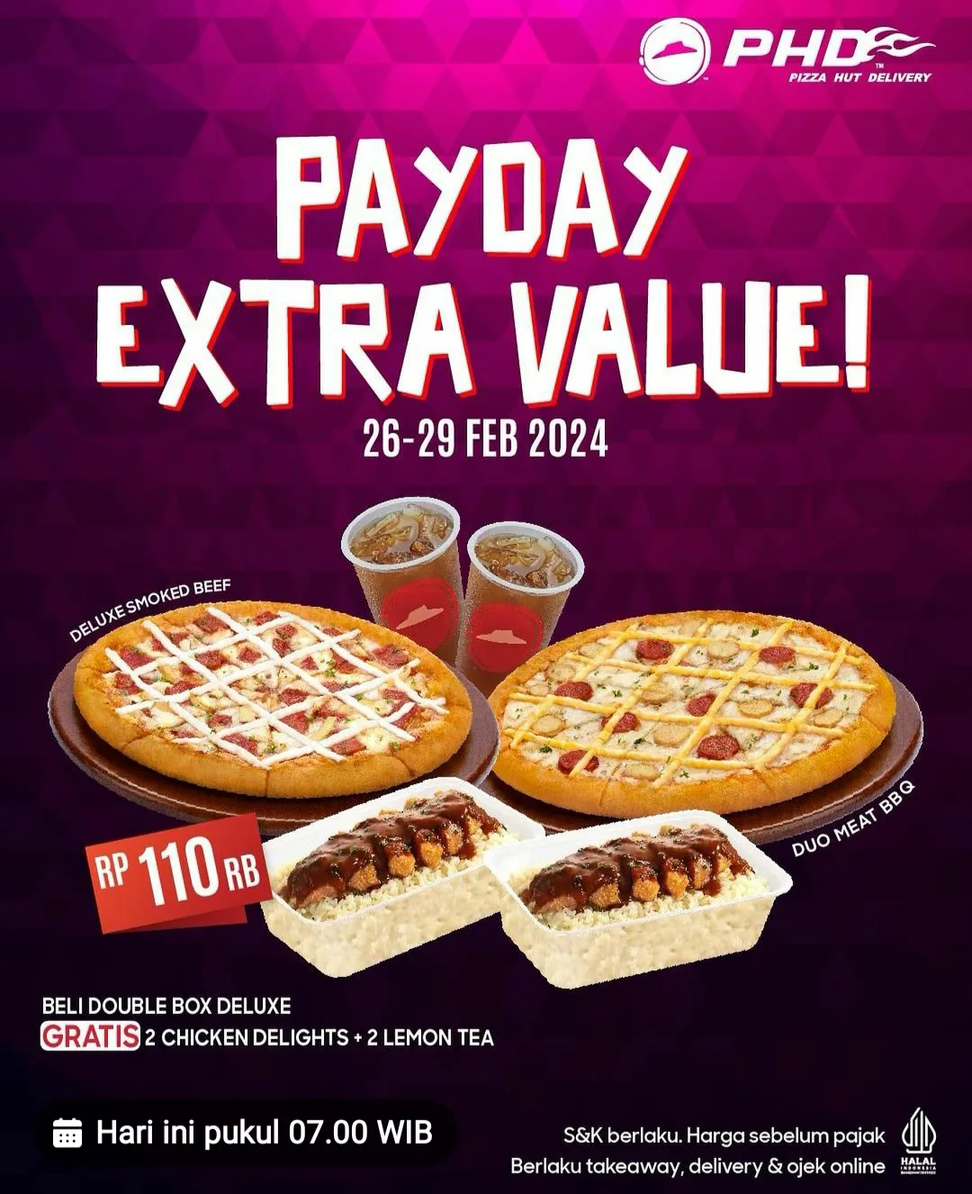 Promo PHD Payday, GRATIS Lemon tea & chicken delights