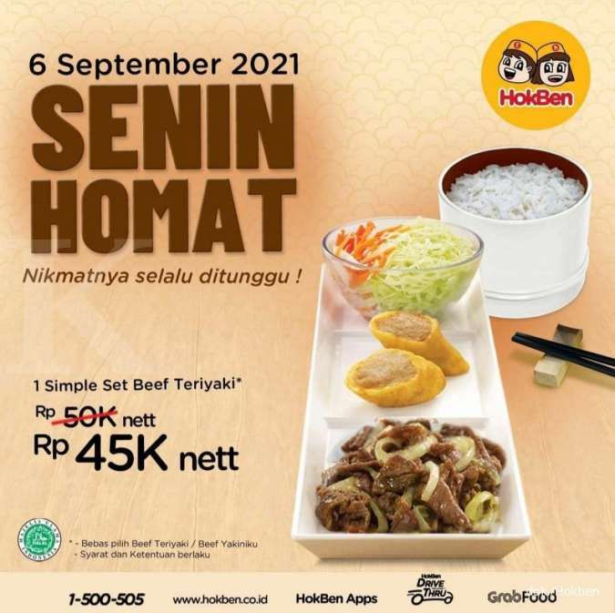Promo Hokben 6 September 2021, Senin Homat Semua Menu Beef Jadi Rp 45.000