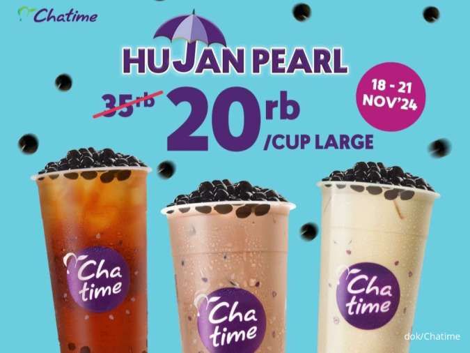 Promo Chatime Hujan Pearl 18-21 November 2024, Beli Chatime Pearl Large Rp 20.000