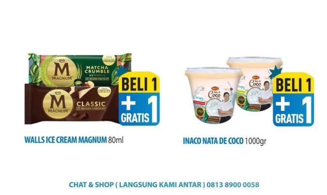 Promo JSM Hypermart 7-10 Maret 2025, Beli 1 Gratis 1 Nata De Coco-Es Krim Magnum