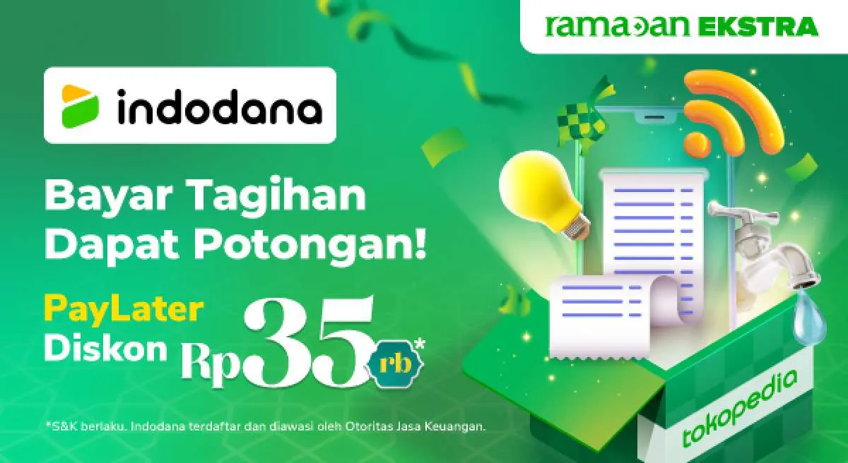 Bayar Tagihan di Tokopedia Pakai Indodana Diskon Rp 35.000, Tengok Promonya