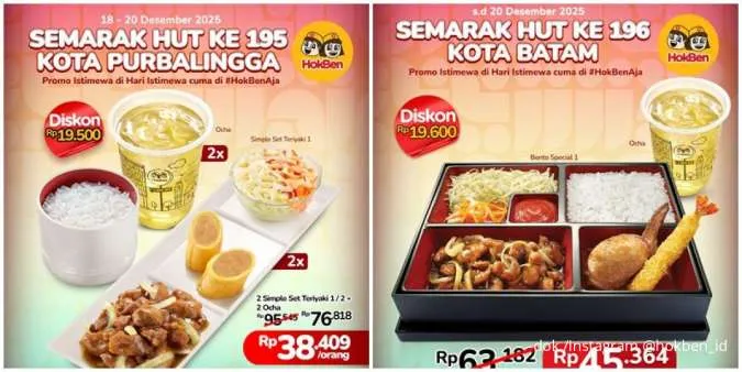 Promo HokBen HUT Purbalingga & Batam hingga 20 Desember, Ada Diskon Rp 19.000-an