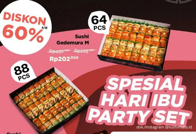 Promo Sushi Mate Spesial Hari Ibu 2025, Paket Sushi Hemat Diskon sampai 60%