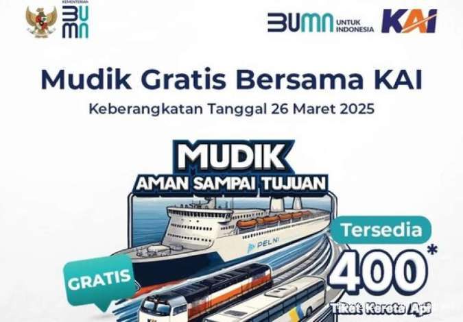 Cara Dapatkan Tiket Mudik Gratis KAI di Lebaran Tahun 2025, Ada 400 Tiket Kereta