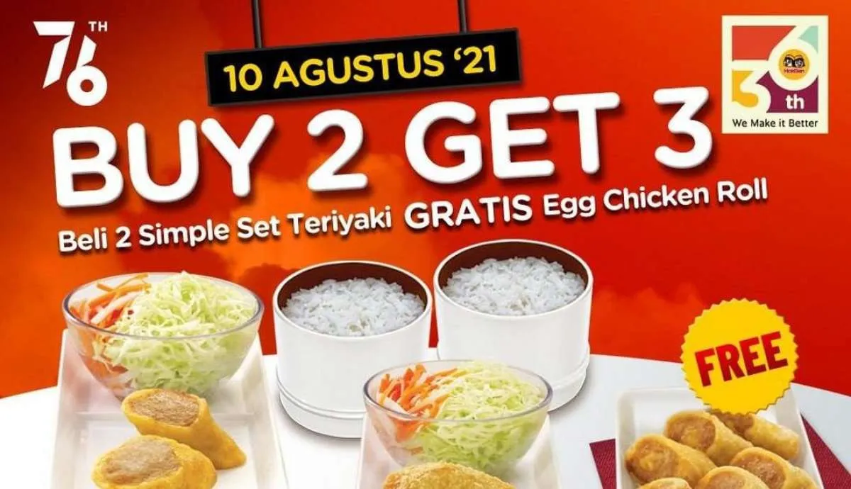 Promo HokBen hari ini 10 Agustus 2021, beli 2 dapat 3 untuk simple set teriyaki