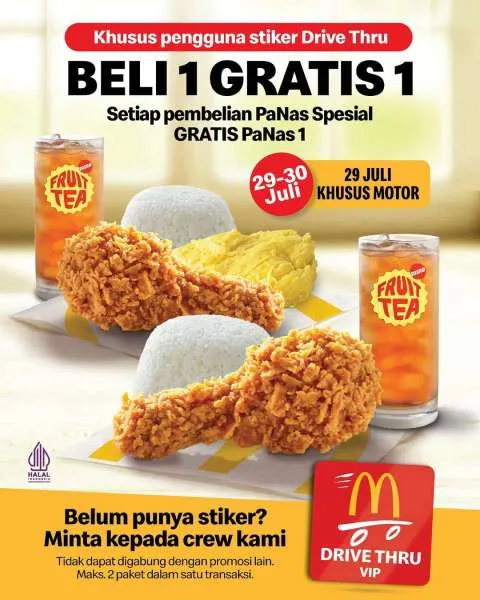 Promo McD Beli 1 Gratis 1 Menu PaNas 29-30 Juli 2025