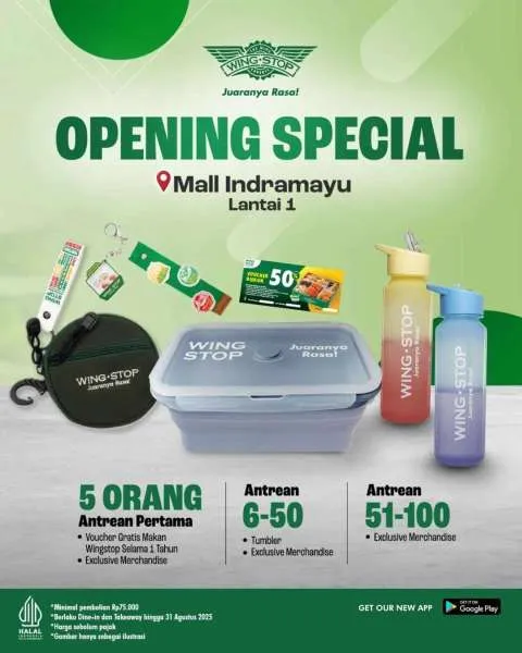 Promo Wingstop Grand Opening Mall Indramayu 30 Juli 2025