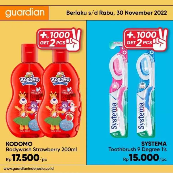 Promo Guardian +1000 Get 2 Pcs Periode 24-30 November 2022
