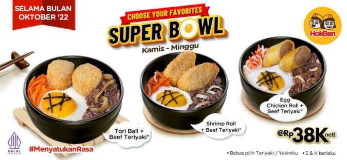 Promo Hokben 20-23 Oktober 2022, Paket Super Bowl Beef Serba Rp 38.000