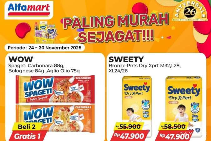 Promo Alfamart Paling Murah Sejagat 24-30 November 2025, WOW Spageti Beli 2 Gratis 1