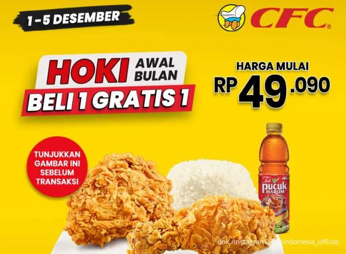 Promo CFC Hoki Awal Bulan Desember, Buy 1 Get 1 Paket Astaga Mulai Rp 49.000-an