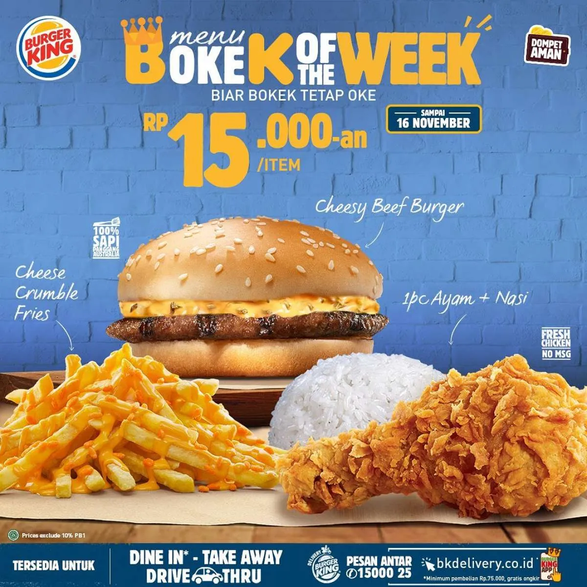 Harga murah di promo Burger King periode 9-16 November 2020