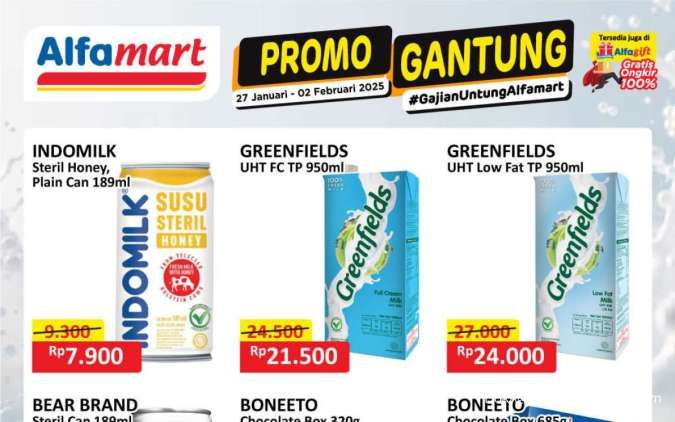 Promo Alfamart Gantung 27 Januari-2 Februari 2025, Greenfields & Indomilk Lebih Murah