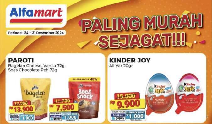 Promo Alfamart Paling Murah Sejagat 24-31 Desember 2024, Kinder Joy Cuma Rp 9.000-an