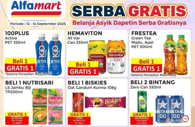 Promo Alfamart Serba Gratis 12-14 September 2025, Beli 1 Gratis 1 Frestea-Nutrisari